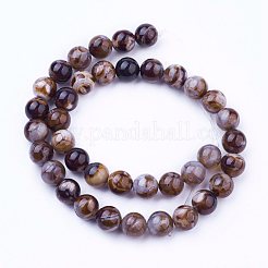 天然石瑪瑙ビーズ連売り  染め＆加熱  ラウンド  キャメル  8mm  穴：1mm  約48個/連  15.3インチ&nbsp;X-G-P289-02D-8mm
