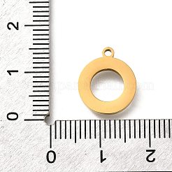 304ステンレススチールフラットラウンドペンダント  プラスチックの模造貝殻とポリマー粘土のラインストーン付き  イオンプレーティング（ip）  ゴールドカラー  14x12x2mm  穴：1.4mm&nbsp;STAS-348-13A-G