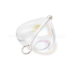 ガラスチャーム  ハート  真鍮のループ付き  ゴールドカラー  17.5x15x6.5mm  穴：2.5mm&nbsp;PALLOY-JF04117-01