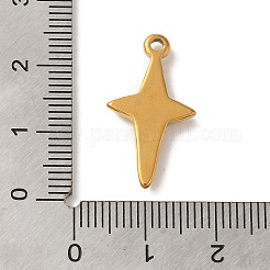 イオンプレーティング（IP）304ステンレスペンダント  星のチャーム  18KGP本金メッキ  23.5x13x3mm  穴：1.6mm&nbsp;STAS-C110-02G