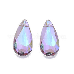 多面的なガラスペンダントを電気  ティアドロップ  ライラック  24x12x6mm  穴：1.2mm&nbsp;EGLA-N006-053