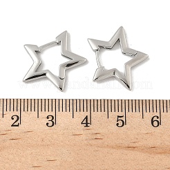 真鍮製フープピアス  スター  プラチナメッキ  17x20x2mm&nbsp;EJEW-D320-17P