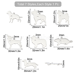 304ステンレスペンダント  レーザー切断  混合図形  ステンレス鋼色  ペンダント：7個/箱&nbsp;STAS-SC0001-64P