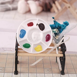 ミニプラスチック模擬ペイントパレット  人形の描画学習用品  ミニチュアドールハウスの装飾用  フラットラウンド  カラフル  36x36x4mm&nbsp;MIMO-PW0001-030