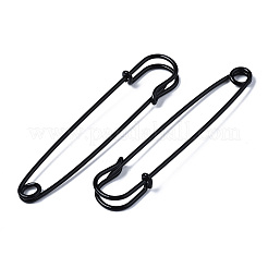 塗装鉄安全ピンをスプレー  ブローチ作りに  キルト針  ブラック  75x17x6mm  穴：4.5mm  ピン：1.5mm&nbsp;IFIN-T017-09A