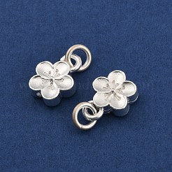 丸カン付きの上質なシルバーチャーム  銀色のメッキ  花  10.5x8x3.5mm  穴：3mm&nbsp;STER-P069-01B-S