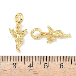 真鍮製の天使のヨーロッパ風ダングルチャーム  大穴ペンダント  鉛フリー＆カドミウムフリー  長持ちメッキ  ラックめっき  ゴールドカラー  26mm  穴：4.5mm  天使：18x12x3.5mm&nbsp;KK-L256-35G