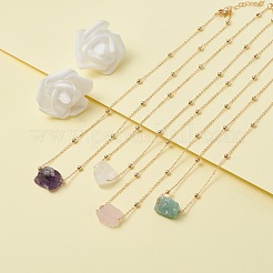 女性のための天然生石ペンダントネックレス  ゴールドカラー  17-3/4インチ（45cm）&nbsp;NJEW-JN03781