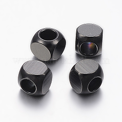 304ステンレス鋼ビーズイオンプレーティング（IP）  キューブ  電気泳動黒  5x5x5mm  穴：3mm&nbsp;STAS-F136-01B-5x5mm