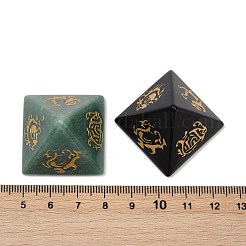 天然黒曜石、レッドジャスパー、アメジスト、タイガーアイ、ローズクォーツ、グリーンアベンチュリンオルゴナイトピラミッドディスプレイデコレーション6個  シンボル付き  置物家の装飾  治癒のためのレイキエネルギーストーン  30.5x30.5x24.5mm&nbsp;G-C186-05