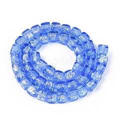 手作りの箔ガラスビーズ連売り  キューブ  藤紫色  6~7x6~7x6~7mm  穴：0.9~1.4mm  約50個/連  12.80~13.19インチ（32.5~33.5cm）&nbsp;FOIL-Q002-04B