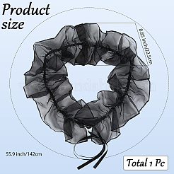 ポリエステル製レディースつけ襟  ネックライントリム  DIYアクセサリー  ブラック  1420x225x1mm&nbsp;AJEW-WH20048-83A