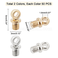 100個 2色 真鍮カップ パール ペグ ベイル ピン ペンダント  片穴パーツ用  24KGP本金メッキと925スターリングシルバーメッキ  ゴールデン＆シルバー  6x3mm  穴：1.8mm  ピン：2mm  50 個/カラー&nbsp;KK-PH0003-51