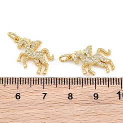 真鍮マイクロパヴェクリアキュービックジルコニアペンダント  馬のお守り  18KGP本金メッキ  15x17x2.5mm  穴：3mm&nbsp;CU-CBA765C-23G