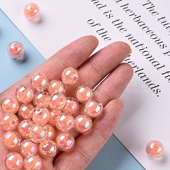 透明なアクリルビーズ  二層ビーズ  ABカラー  ラウンド  鮭色  11.5x11mm  穴：2mm  約520個/500g&nbsp;TACR-S152-16B-SS2109