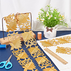 2m 花刺繍アイロン接着/縫い付けポリエステルリボンパッチ  コスチュームアクセサリー用の中空トリム  葉の模様  2-1/2インチ（65mm）&nbsp;OCOR-FG0001-75D