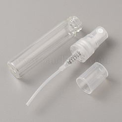 透明ガラスのスプレーボトル  ファインミストアトマイザー  プラスチック製ダストキャップ付き  詰め替え式ボトル  コラム  ゴーストホワイト  1.4x7.9cm  容量：5ml（0.17fl.oz）&nbsp;MRMJ-WH0070-36B-01