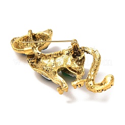 ラインストーンブローチピン  猫の形  バックパック服の合金バッジ  アンティーク黄金  56x35mm&nbsp;AL-A002-05AG