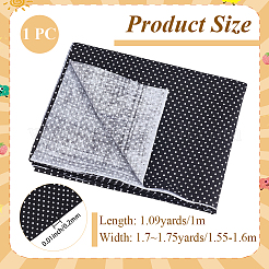 1mの水玉模様の綿生地  服装アクセサリー  ブラック  1550~1600x0.2mm&nbsp;DIY-CY0003-52B