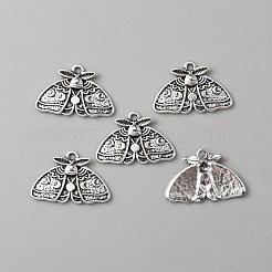 合金のチベット風チャーム  ムーンフェイズ チャーム付き蛾  アンティークシルバー  16x24.5x2mm  穴：1.8mm&nbsp;FIND-WH0147-66AS