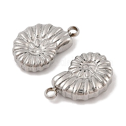 変色防止304ステンレススチールペンダント  コンクチャーム  ステンレス鋼色  17x11x4mm  穴：1.6mm&nbsp;STAS-S131-14P