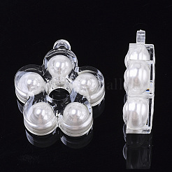 透明なアクリルパーツ  アブソリュートプラスチック模造パール  花  ホワイト  32x28.5x9.5mm  穴：2mm&nbsp;LS-TACR-R146-012
