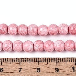 プリントガラスビーズ焼付塗装ガラスビーズ連売り  ラウンド  ライトコーラル  6~6.5mm  穴：1~1.2mm  約142~143個/連  29.92~30.71インチ（76~78cm）&nbsp;X-DGLA-N016-6mm-02