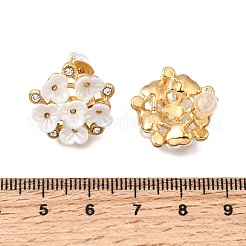 女性用304ステンレススチールスタッドピアス  花  樹脂＆ラインストーン付き  ゴールドカラー  18x19mm&nbsp;EJEW-A164-02G