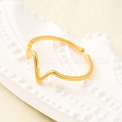 Ecg 925 スターリングシルバー カフリング（女性用）  ゴールドカラー  7mm  内径：16.8mm&nbsp;RJEW-S631-04G