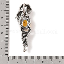 天然トパーズヒスイの​​ペンダント  合金パーツ  アンティークシルバー  61.5x20x8mm  穴：9.5x7mm&nbsp;G-A224-03AS-13