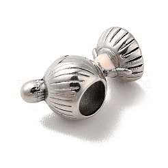 304ステンレススチールエナメルヨーロピアンビーズ  大穴ビーズ  女の子  アンティークシルバー  15x7.5x8mm  穴：4.5mm&nbsp;STAS-G308-26AS
