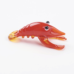 インテリアオーナメントパーツ  手作りランプワーク表示の装飾  ロブスター  レッド  28~32x15~16x11mm&nbsp;LAMP-J084-60