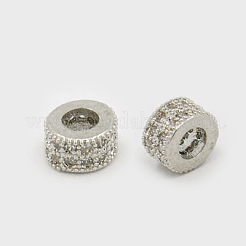 真鍮製キュービックジルコニアビーズ  ロンデル  ミックスカラー  4x6mm  穴：3mm&nbsp;ZIRC-F001-108