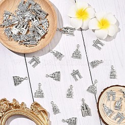 50pcs5スタイルチベットスタイル亜鉛合金ペンダント  混合建築のチャーム  鉛フリー＆カドミウムフリー  アンティークシルバー  18~28x10~16x1.5~5mm  穴：1.8~3mm  10個/スタイル&nbsp;TIBEP-YW0002-36