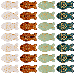 60個4色ガラスビーズ  ゴールドライン入り  魚  ミックスカラー  21.5x10.5x7mm  穴：1mm  15個/カラー&nbsp;GLAA-SC0003-46