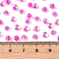 内側の色が透明なガラスシードビーズ6/0個  ティアドロップ  トップ掘削  フクシア  4~4.5x4x3mm  穴：1~1.2mm  約4500個/ポンド&nbsp;SEED-T007-07I