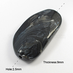アクリルビーズ  天然石風ジェイドのスタイル  ブラック  45x24x9mm  穴：2.5mm&nbsp;X-MACR-R463-1