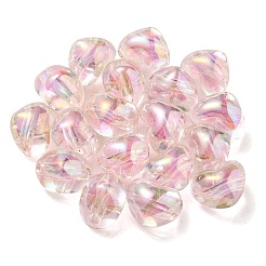 ツートン UV メッキ透明アクリル ヨーロピアン ビーズ  大穴ビーズ  ハート  ピンク  14.5x18.5x14mm  穴：4mm&nbsp;OACR-F004-06D