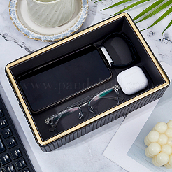 PUレザー化粧品収納ボックス  長方形  濃いグレー  24.5x16x6.2cm&nbsp;AJEW-WH0752-433A
