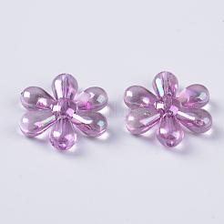 透明なアクリルビーズ  ABカラーメッキ  花  ミックスカラー  23.5x21x5mm  穴：1.8mm  約460個/500g&nbsp;TACR-Q270-001