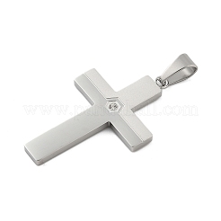 304ステンレススチールラインストーンペンダント  クロス  真空めっき  ステンレス鋼色  42x27x2.5mm  穴：9.5x5mm&nbsp;STAS-G346-47D-P