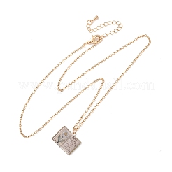 真鍮エナメル製ブックペンダントネックレス（女性用）  ゴールドカラー  ホワイト  17.72インチ（45cm）&nbsp;KK-CBAF5B9-01G-04