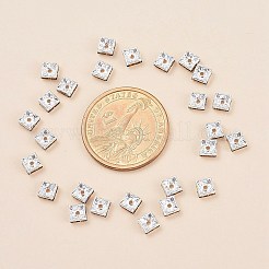 真鍮製ラインストーンスペーサービーズ  グレードA  正方形  ニッケルフリー  銀  トパーズ  6x6x3mm  穴：1mm&nbsp;RSB072-06S