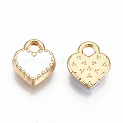 合金エナメルチャーム  カドミウムフリー＆鉛フリー  ハート  ライトゴールド  ホワイト  8.5x7.5x2mm  穴：1.6mm&nbsp;ENAM-S126-015A-RS