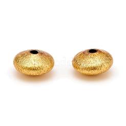 真鍮製スペーサービーズ  テクスチャ  フラットラウンド  ゴールドカラー  9.5x5.5mm  穴：1.8mm&nbsp;KK-D160-17G