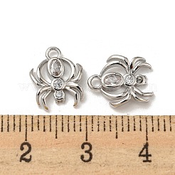 真鍮製マイクロパヴェキュービックジルコニアチャーム  クモ  プラチナメッキ  11x9x2mm  穴：1.4mm&nbsp;LS-KK-Q809-01P