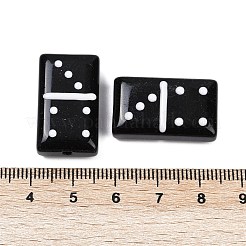 焼き絵の具、ガラス、エナメル、ビーズ  ドットの長方形  ブラック  24.5x14.5x8.5mm  穴：1.8mm&nbsp;LAMP-R004-02D
