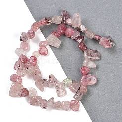 天然なイチゴクォーツナゲット連売りをビーズ  7.5~11.5x9~13x4~6.5mm  穴：0.8~1mm  約62~68個/連  14.96~15.55''（38~39.5センチメートル）&nbsp;G-B125-A20-01
