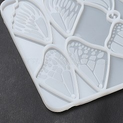 蝶の羽ペンダントシリコンモールド  レジン型  UVレジン用  エポキシ樹脂ジュエリー作り  ホワイト  117x255x4mm  穴：1.5mm＆2mm  内径：46~51x25.5~37mm&nbsp;DIY-L071-07