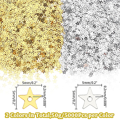 100g 2色飾りアクセサリー  PVCプラスチック製のスパンコール/スパンコールペンダント  スター  ミックスカラー  5x5x0.2mm  約50g /カラー&nbsp;KY-HY0001-28